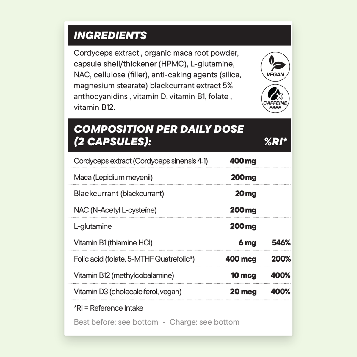 VIBEFUEL Multi Formula label