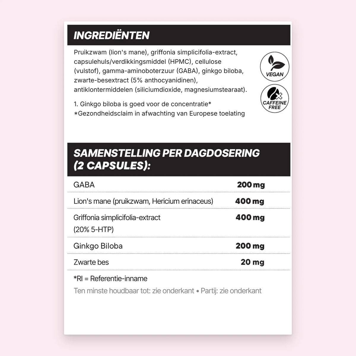 VIBEFUEL Focus Formula etiket