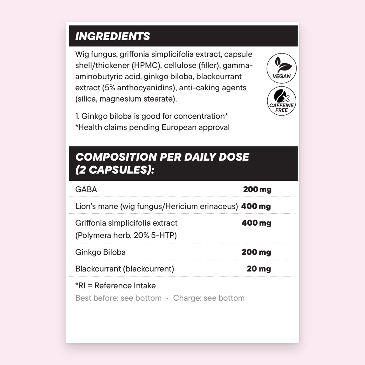 VIBEFUEL Focus Formula label